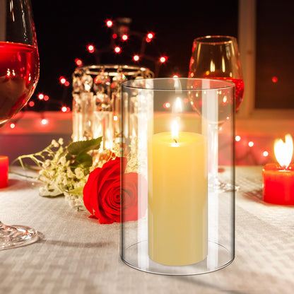 SHINEOFI 2pcs Hurricane Candle Holder Sleeve Cylinder Glass Shade Candleholder Tube Lamp Shade, Clear Glass Bottomless Cylinder, 5. 9 X 3. 9 Inches