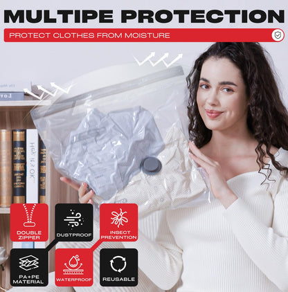 Travel Vacuum Storage Bags with Rechargeable USB Pump, 9 Pack Carry-On Size Compression Packing Bags for Luggage and Suitcase, Space Saver for Clothes and Clothing Travel