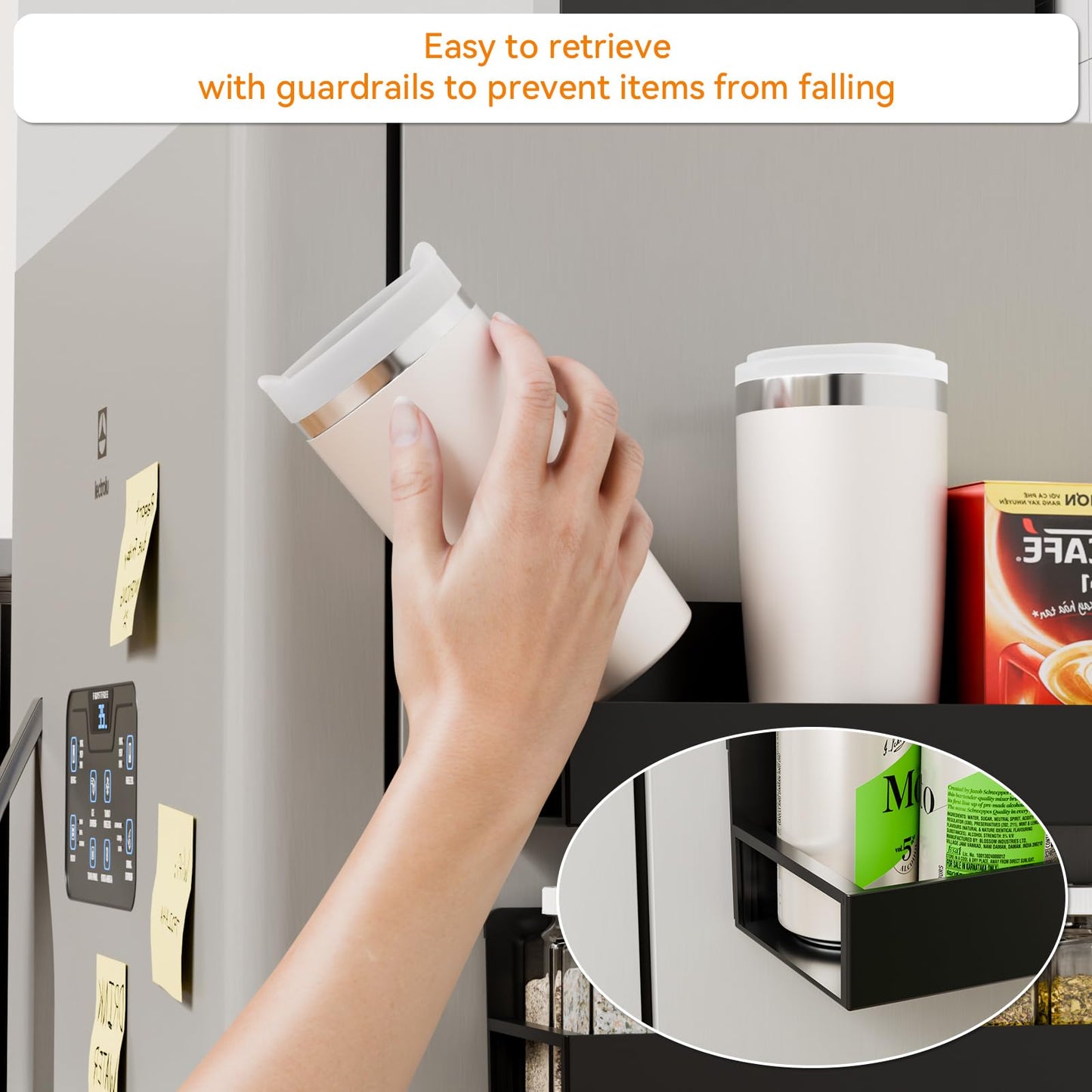 Yieach 4 Pack Black Spice Rack Wall Mount with Adhesive,11.5″L x 3.6″W,Stick on Seasoning Jar Spice Organization for Cabinet Door or Pantry Door,Adhesive Wall Spice Rack for RV,Kitchen,Inside Cabinets