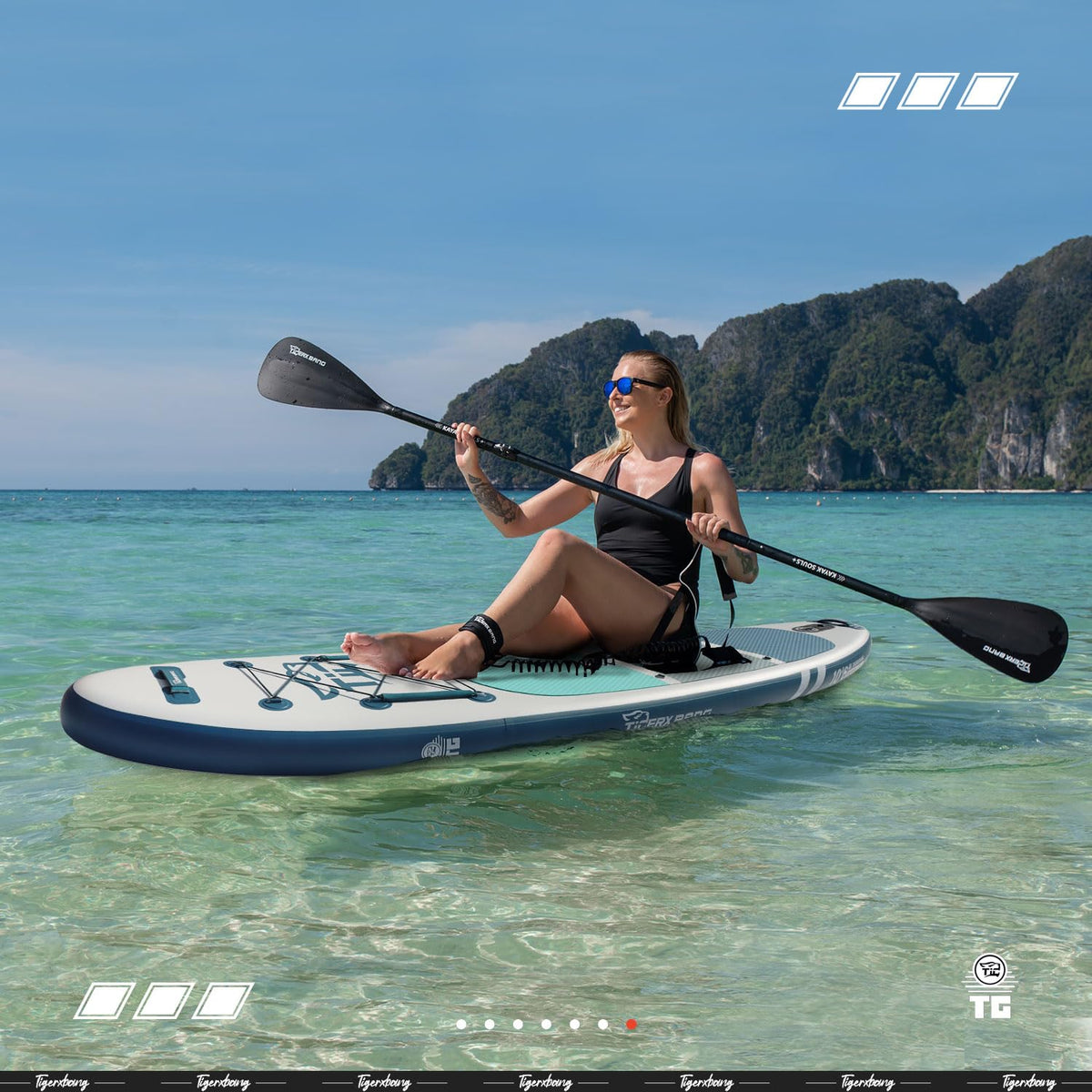 TIGERXBANG DEFENDER-PRO Paddle Board, 10'6'' x 32'' x 6'', Inflatable, Blue