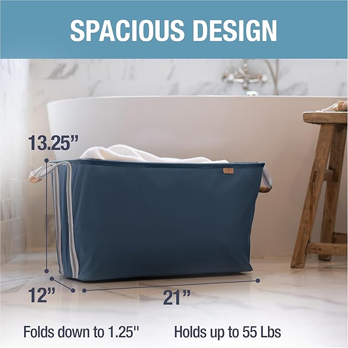 CleverMade Collapsible Laundry Basket LUXE 2 Pack – 60 L Foldable Cotton Blend