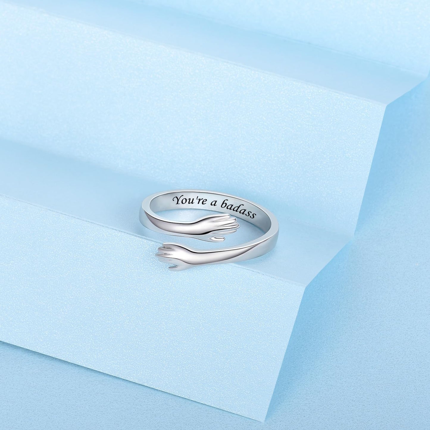 ACJFA Hug Rings for Women Sterling Silver Adjustable Ring Thumb Ring Birthday Mother Gifts Jewelry(You're a *)