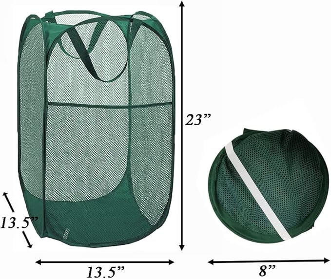 Pop Up Laundry Hamper, Reinforced Mesh Laundry Basket, Folding Clothes Storage