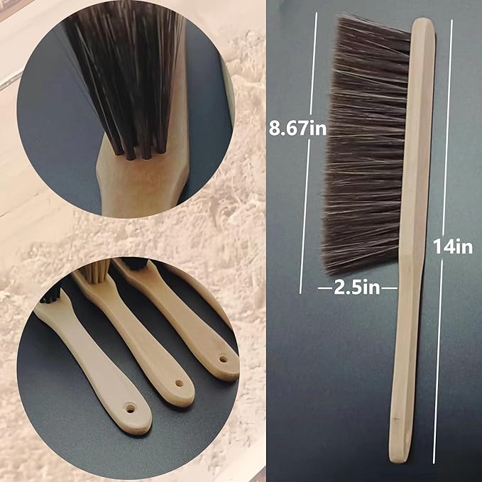 Wooden Bench Brush with Soft Bristles – 2 Pack Wide Table & Counter Dusting