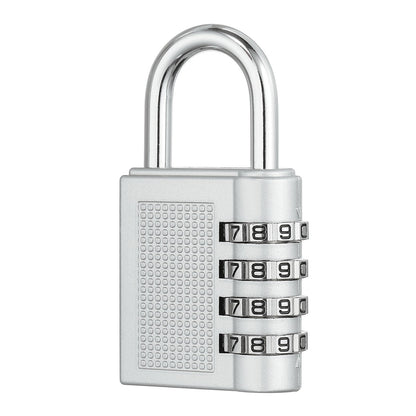 PATIKIL Combination Padlock (Large, Silver), 4-Digit Combo Padlock Resettable Luggage Locks with 0.24 Inch Shackle, Suit for Gym Locker/Fence/Storage/Toolbox/Cabinets
