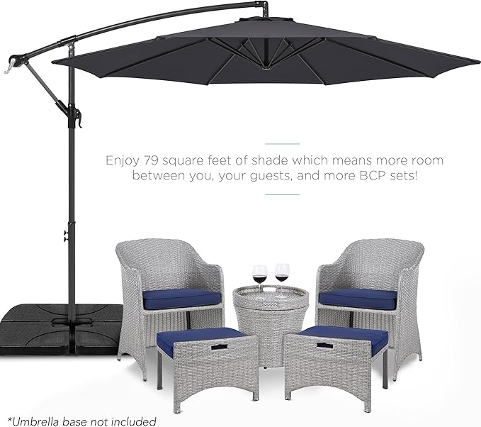 Best Choice Products 10ft Offset Hanging Market Patio Umbrella w/Easy Tilt Adjustment, Polyester Shade, 8 Ribs for Backyard, Poolside, Lawn and Garden - Gray