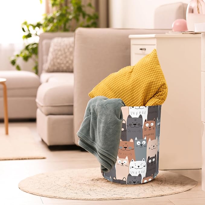 Cute Cat Laundry Basket, Waterproof Cats Laundry Hamper, Collapsible Organizer