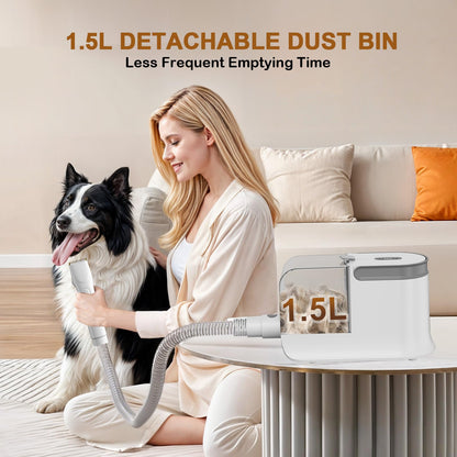 Ozumek Dog Grooming Vacuum, Dog Grooming Kit, 3 Suction Modes Dog Brush Vacuum with 5 Pet Grooming Tools (Alabaster)