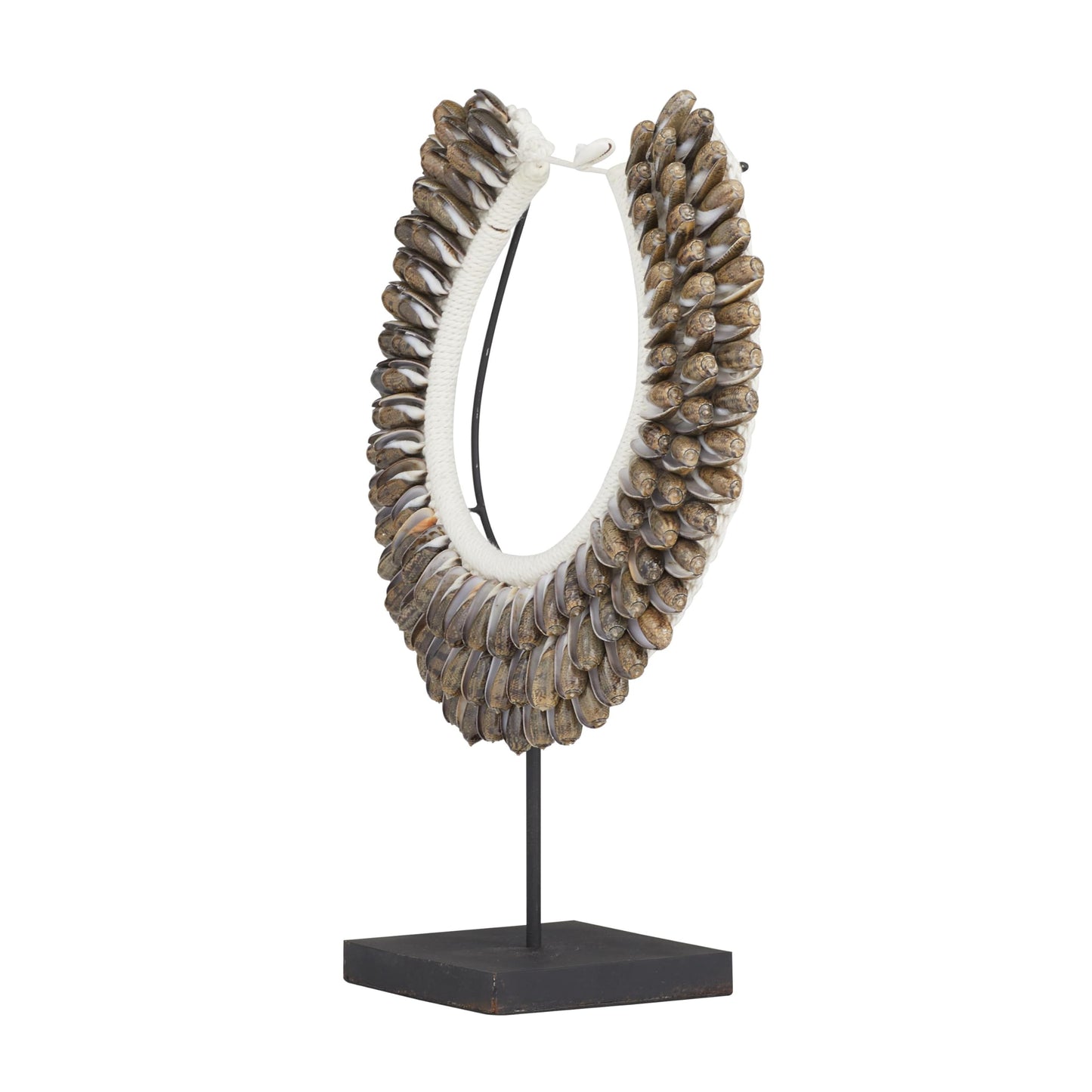 Deco 79 Shell Necklace Handmade Decorative Sculpture Home Decor Statue with Stand, Accent Figurine 12" x 6" x 15", Brown