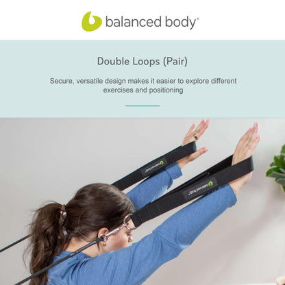Balanced Body Cotton Double Loops, Foot and Hand Straps, Accessories for Pilates Equipment, Workout Equipment for Home Gym or Studio Use, 1 Pair