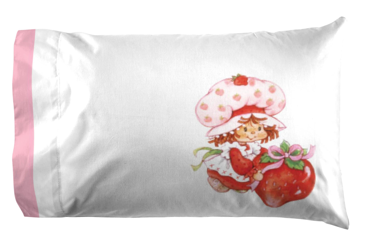 Jay Franco Kids Sheet Set with Fitted, Flat Sheets & Pillow Cover - Ultra-Soft Bedding with Pillowcase for Room Decor, White - Strawberry Shortcake, 4 Piece Full