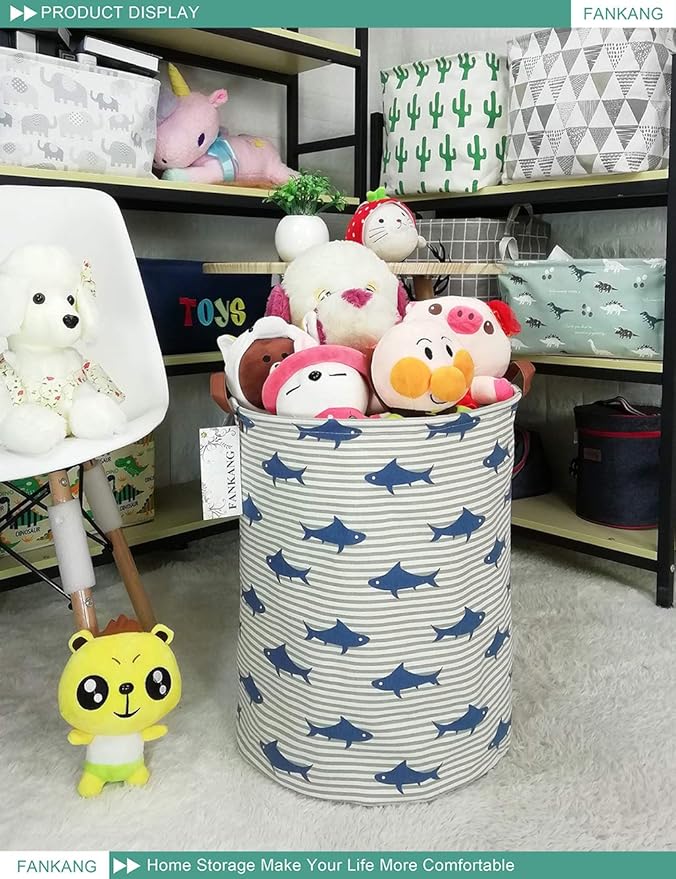 FANKANG Storage Basket, Nursery Hamper Canvas Laundry Basket Foldable