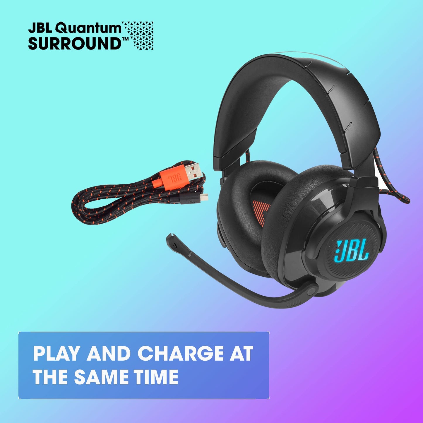 JBL Quantum 610 - Wireless Over-Ear Gaming Headset, JBL QuantumSURROUND, 2.4GHz Wireless, up to 40 Hours of Battery Life, Game-Chat dial, flip-up Boom Microphone (Black)