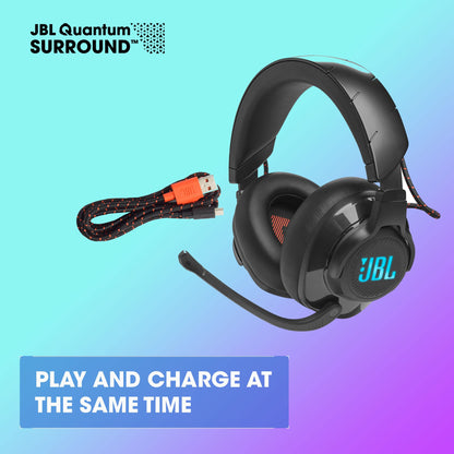 JBL Quantum 610 - Wireless Over-Ear Gaming Headset, JBL QuantumSURROUND, 2.4GHz Wireless, up to 40 Hours of Battery Life, Game-Chat dial, flip-up Boom Microphone (Black)