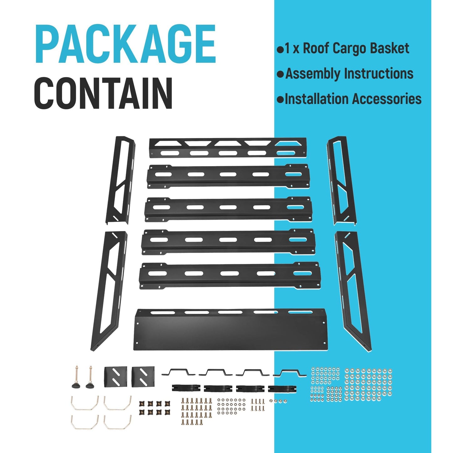 ECOTRIC 50" x 39" x 4.75" Roof Rack Cargo Basket W/Cross Bars Fit for Car SUV Pickup Truck Van Universal Top Cargo Carrier Metal Luggage Storage Holder Basket Rack for Travel 150Lbs Steel Black