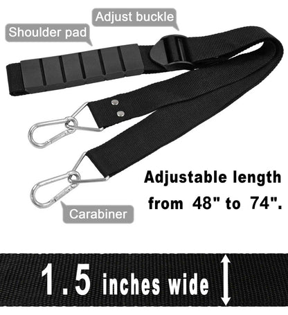 Heavy Duty Shoulder Strap, Supports Weight up to 100 lbs, Adjustable 48" to 74", Multi-Purpose Shoulder Belt with Metal Carabiners for Moving Straps & Replacement for Bags and Luggages