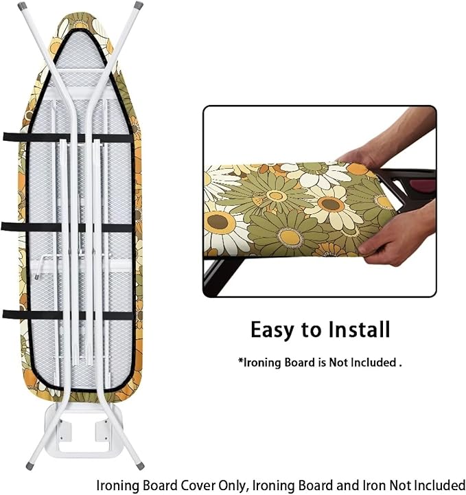 Hippie Flower Print Ironing Board Cover and Pad Thick Padding Standard Size
