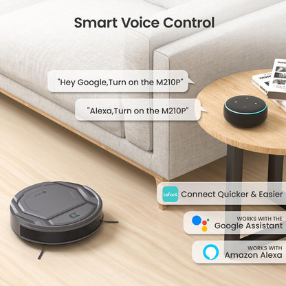 Lefant M210 Pro Robot Vacuum, Slim Quiet, 3 Adjustable Suction Levels, 6 Modes, Robot Vacuum Cleaner for Pet Hair, Hard Floors & Low Carpets, Self-Charging, WiFi/App/Alexa Control, Gray