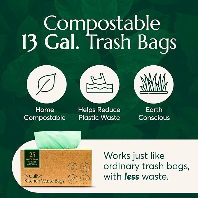 Cleanomic Compostable* 13 Gallon Trash Bags