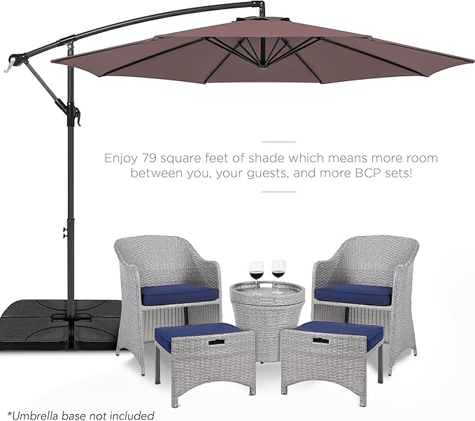 Best Choice Products 10ft Offset Hanging Market Patio Umbrella w/Easy Tilt Adjustment, Polyester Shade, 8 Ribs for Backyard, Poolside, Lawn and Garden - Deep Taupe