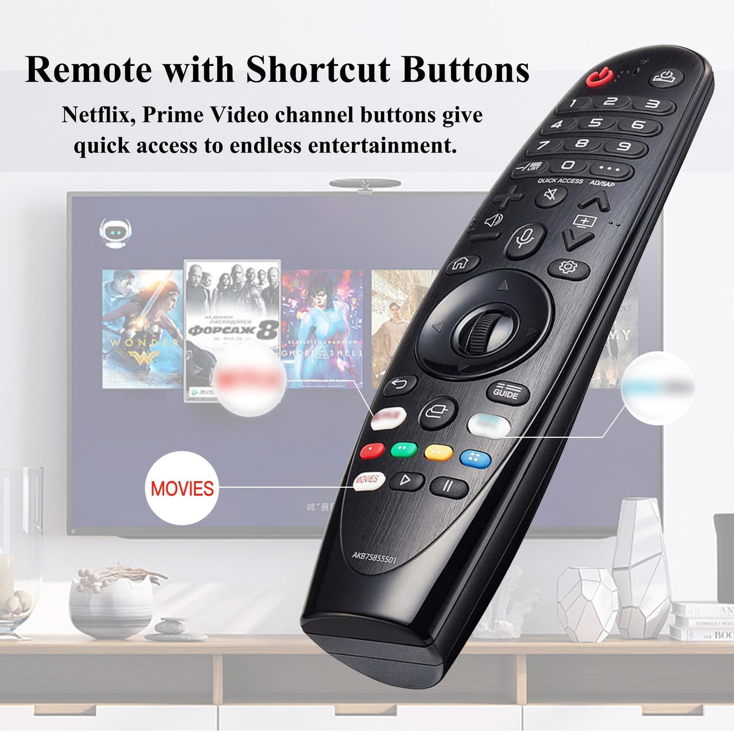 Voice Magic TV Remote for LG Smart TV 2019-2021 AKB75855501 Replace LG Magic Remote Control AN-MR20GA AN-MR19BA with Pointer Function