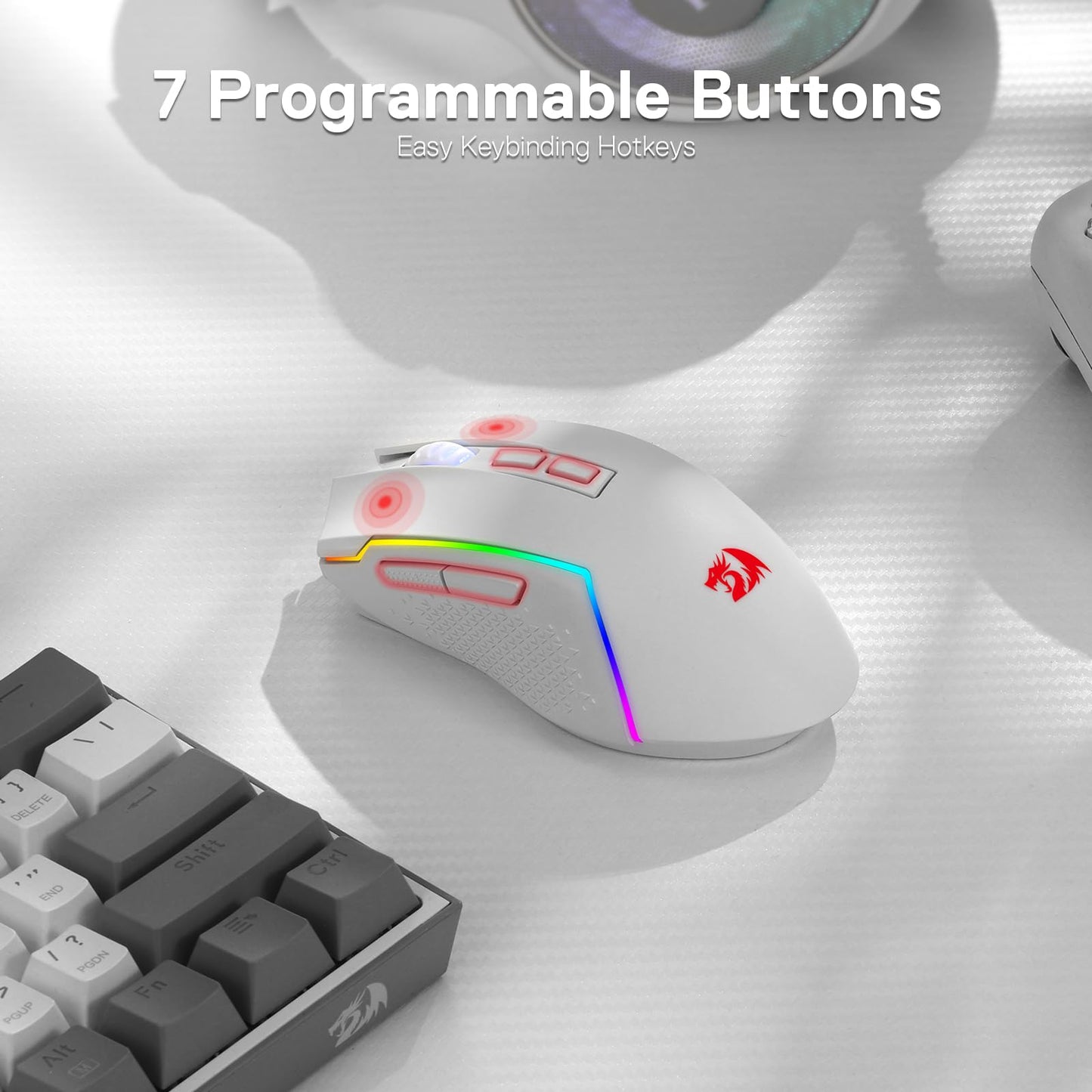 Redragon M693 Wireless Gaming Mouse, 8000 DPI Mice w/ 3-Mode Connection, BT & 2.4G Wireless, 7 Macro Buttons, Reliable Power Capacity for PC/Mac/Laptop