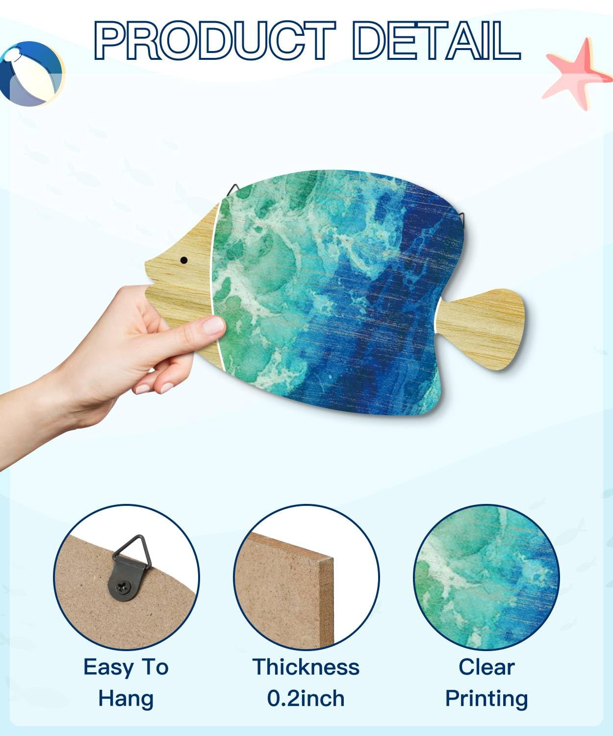 Putuo Decor Fish Wall Decor Set Ocean Theme Coastal Wall Art For Living Room Bedroom Bathroom Beach House Nautical Home Decoration