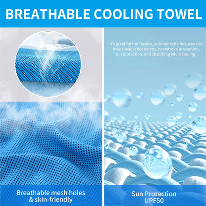 Puomue 5 Pack Cooling Towels, 40 Inches X 12 Inches, Breathable Soft Chilly Microfiber Towel for Yoga, Sport, Running, Workout, Gym, Camping and Fitness, Multicolor
