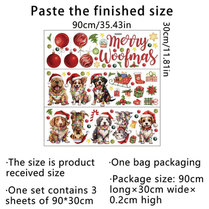 Denylo pro Christmas Dog Wall Decal Merry Christmas Wall Sticker Removable Christmas Wall Decals Decor for Winter Christmas Holiday Party Supplies Home Window Decor
