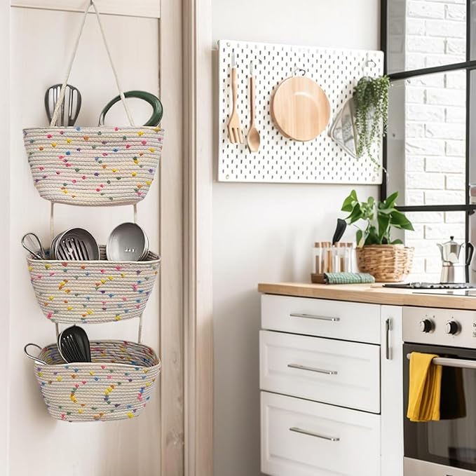 Nursery Storage Must-Have! 3-Tier Cotton Hanging Baskets
