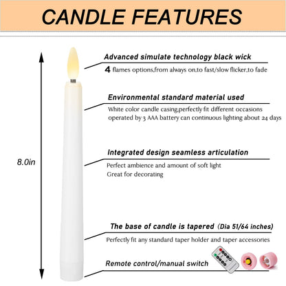 FREEPOWER Flameless Window Candles,Battery Opeated LED Taper Candle with Cycle Timer, Remote & Suction Cups,for Christmas Home Wedding Decor Pack of 9