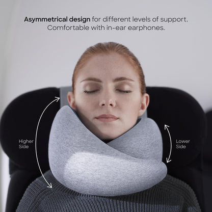 Ostrichpillow Go Neck Pillow - Premium Memory Foam Travel Pillow, 360º Ergonomic Design, Asymmetrical Sides, Travel Bag Included, Washable Modal Cover