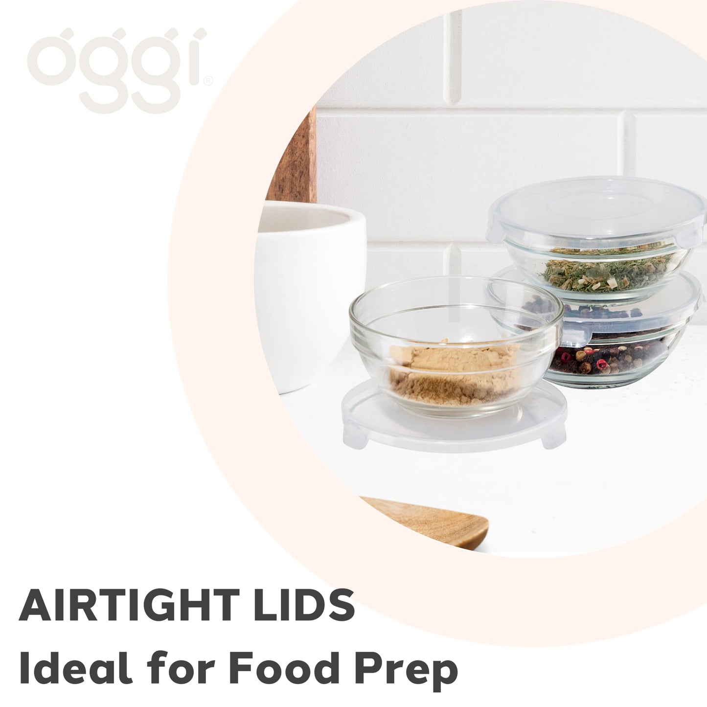 OGGI Set of 3 x Glass Pinch Bowls - 4oz with Clip Lids, Ideal For Salt and Pepper, Storage with Lids, Condiment Bowls, Mini Bowls, Prep Bowls for Cooking or Mise en Place - Clear