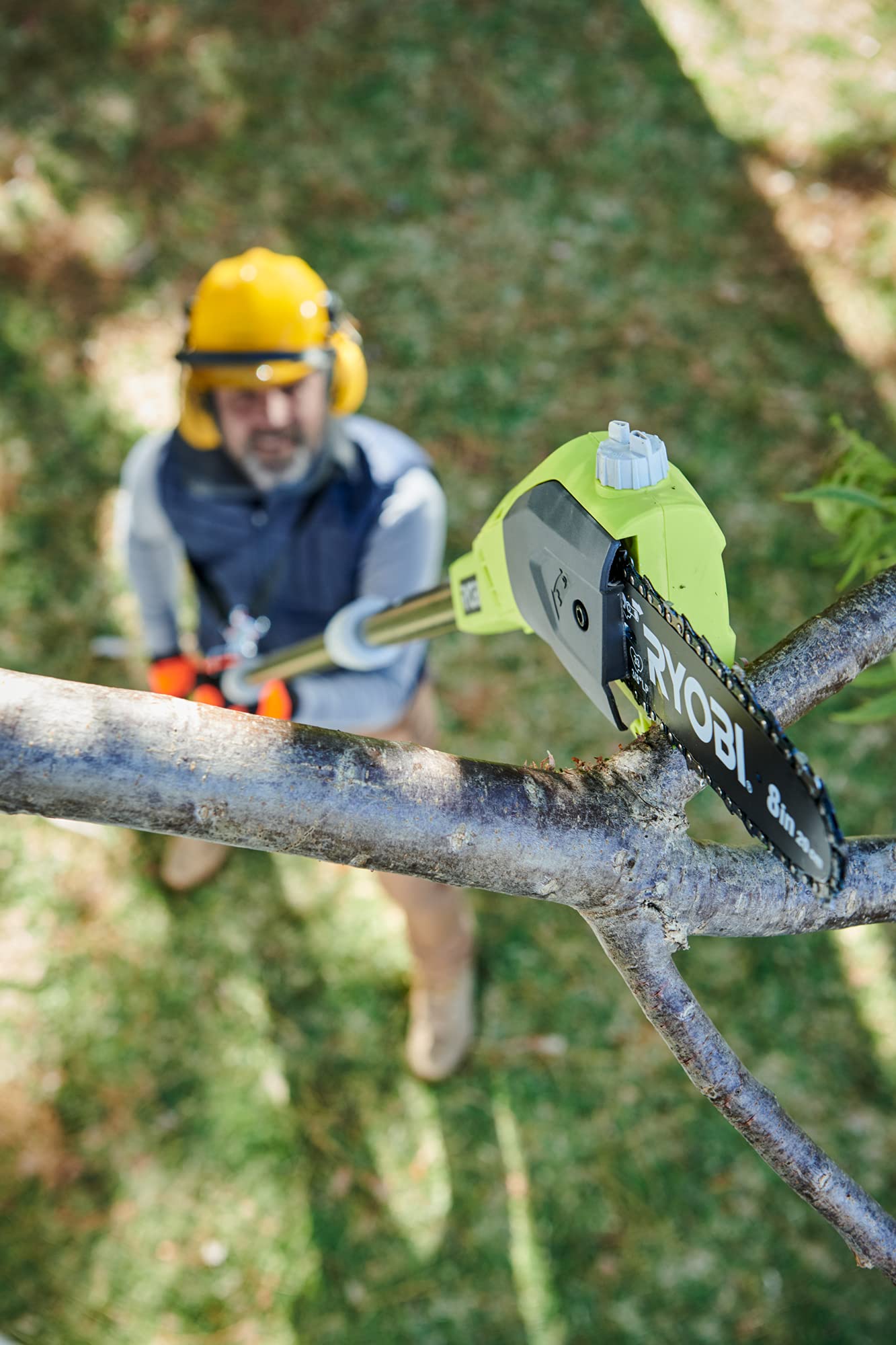 RYOBI RPP182020 ONE+ 18V Cordless Pole Pruner, Hyper Green, 20 cm Bar (with 1 x 2.0Ah Battery)