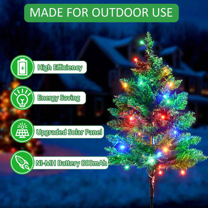 Windpnn Upgraded 6-Pack 120 LED Solar Christmas Garden Stake Lights, Outdoor Waterproof Solar Xmas Tree Yard Stake Christmas Pathway Lights for Christmas Decorations Garden Yard Lawn Pathway (8 Modes)