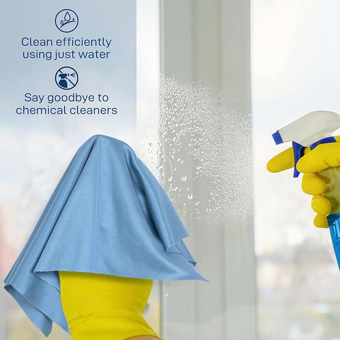 Microfiber Cleaning Cloths Glass Cleaner: 8 Packs 18X18 Window Cleaner Kit Wine