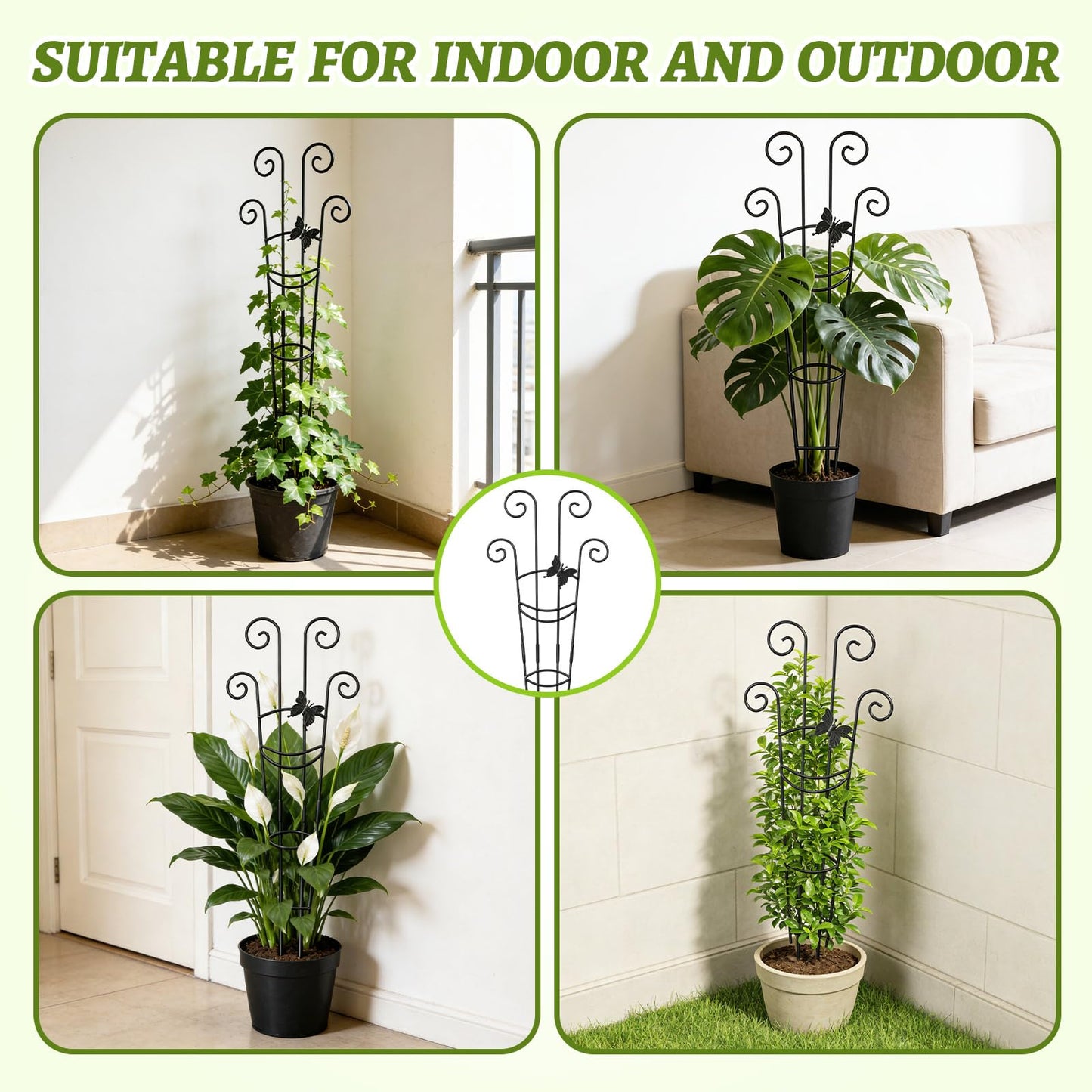 Netuaoo Plant Trellis 2 Pack Plant Trellis Indoor 29.96 in Expandable Metal Garden Trellis for Climbing Plants Sturdy Houseplant Support for Potted Plants with Ties Support for Ivy Pothos Hoya