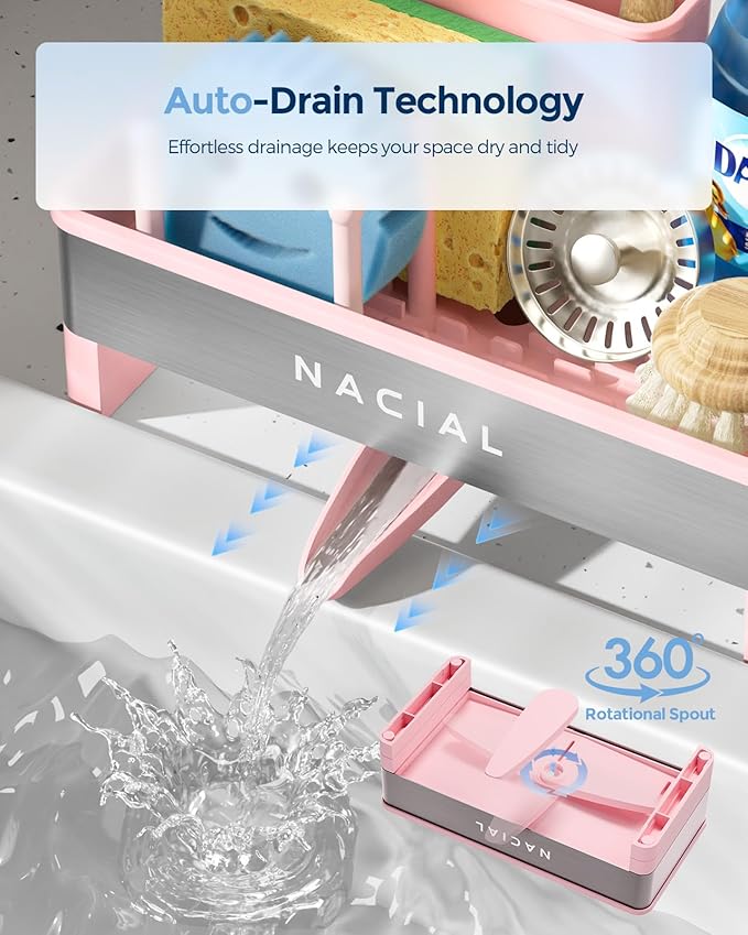 Nacial Sponge Holder for Kitchen Sink, Sink Caddy Organizer