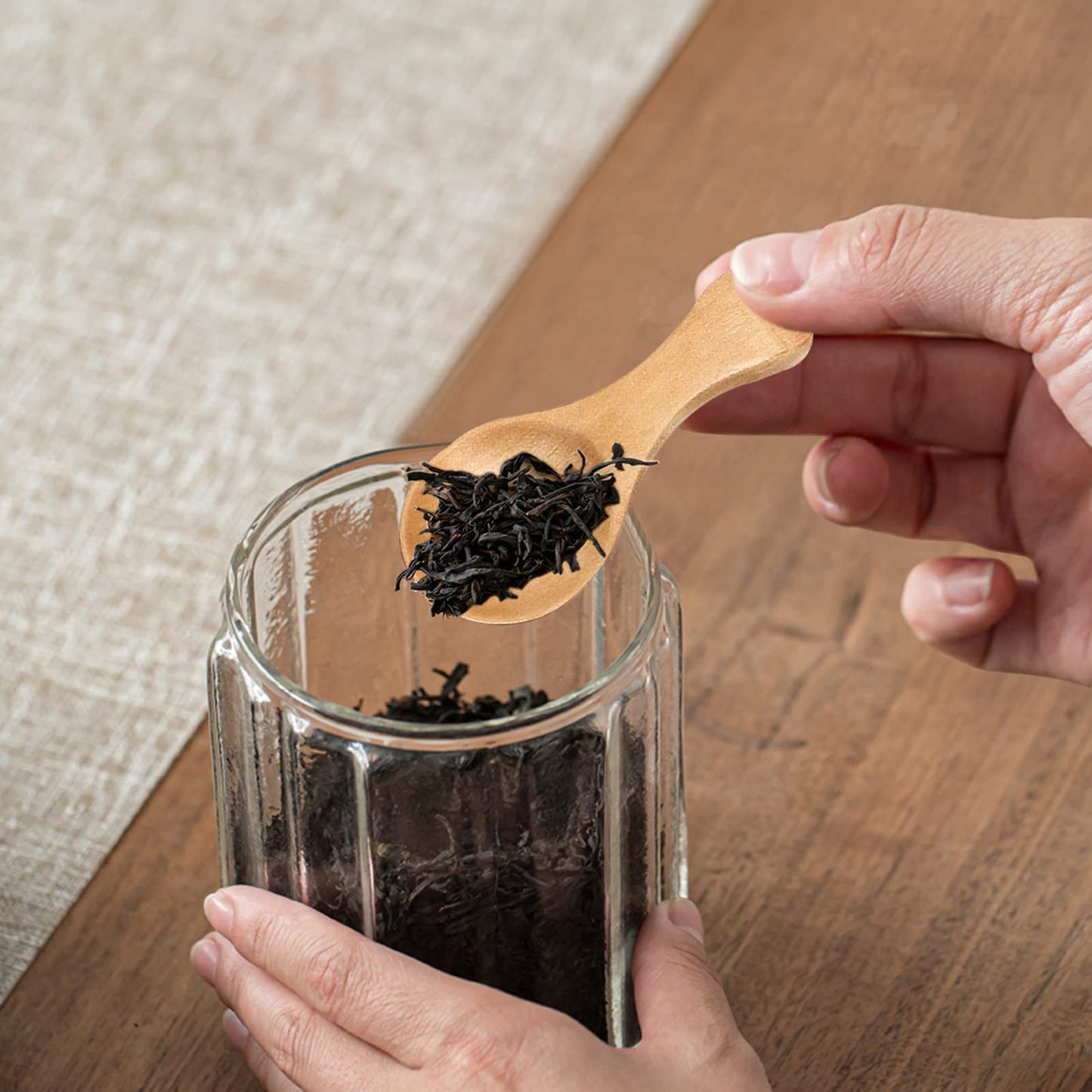 12 Pieces Small Wooden Spoon, SourceTon 3.35 Inches Salt Spoon Honey Coffee Tea Sugar Salt Jam Mustard Ice Cream Milk Powder Spoons