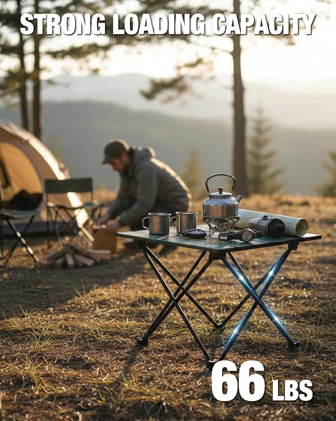 VILLEY Portable Camping Side Table, Ultralight Aluminum Folding Table