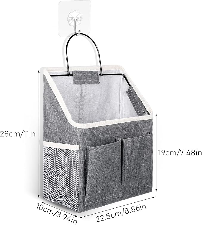 3pcs Wall Hanging Organizer Bag, Linen Fabric Door Hanging Storage Basket