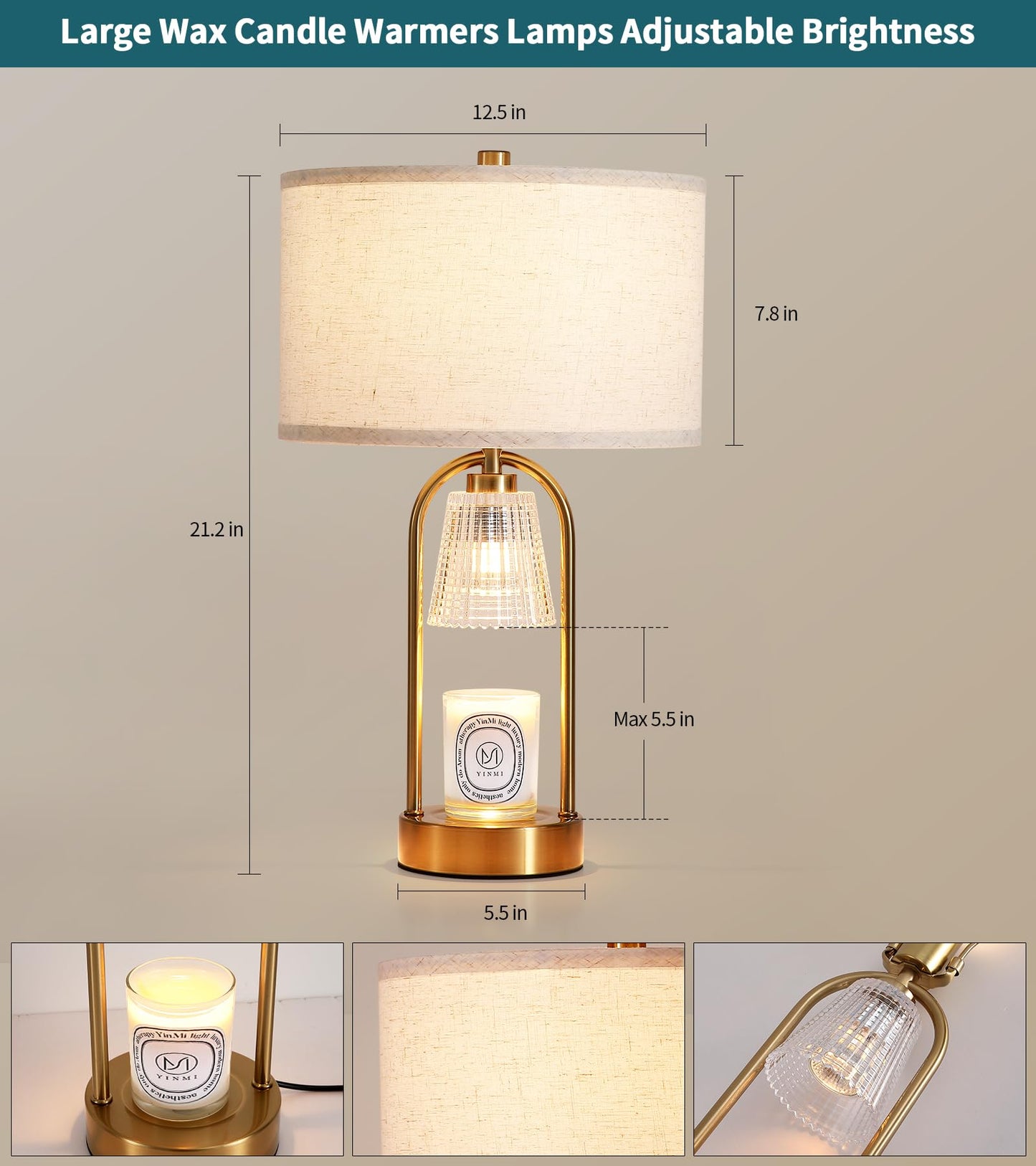 ANANAN 2-in-1 Table Lamp Candle Warmer Lamp with Timer & Dimmer,Large Wax Melt Warmer Modern Bedside Lamp for Bedroom Living Room Home Decor Birthday Gifts for Women D12.5 x H21.2“ Bulbs Included