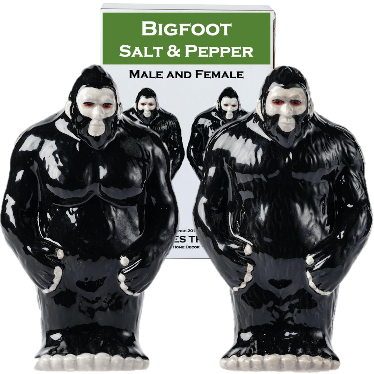 Bigfoot Ceramic Salt and Pepper Shaker Set – Unique Funny Big Foot Sasquatch Gifts for Adults Men and Women – Novelty Gag Cryptid Gifts for White Elephant Party