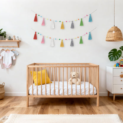 Mkono 2 Pack Tassel Garland Boho Pom Pom Felt Ball String Pastel Banner for Thanksgiving Christmas Birthday Party Decor, Rainbow Wall Hangings for Classroom, Nursery, Kids Girls Bedroom, Baby Shower