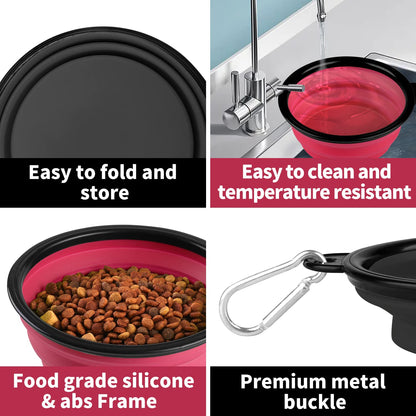 Collapsible Dog Bowls-2 Pack Large Size for Large/Medium Dogs, Pet Travel Water Bowl, Dogs Cat Portable Water Bowl, Dog Pet Feeding Watering Dish Outdoor Hiking Parking Traveling with 2 Carabiners