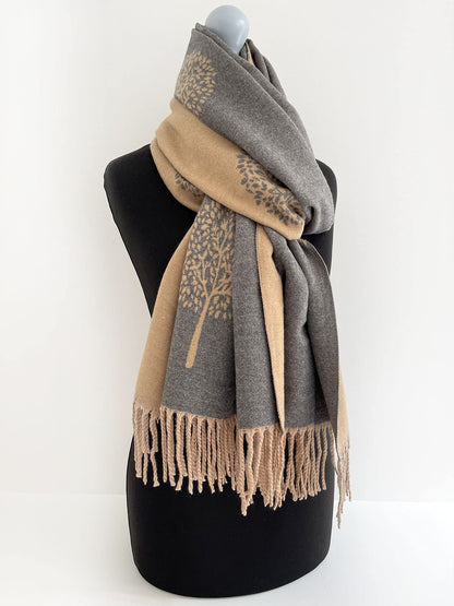 The Accessory Co. Cashmere Tree Life Blanket Scarf - Reversible Scarf Women Pashmina Shawl, Winter Scarfs Women, Large Wrap, Warm Scarf, Tree of Life Print Ladies Scarves Long Wraps, Womens Gifts