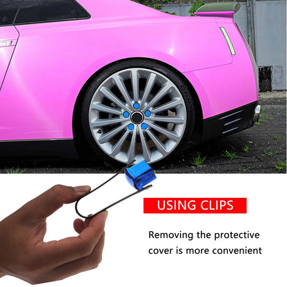 Nihfien 20 Pcs Wheel Lug Nut Covers, 17mm Universal Anti-Rust Car Tire Nut Caps, Hexagonal Plastic Tire Bolt Caps with Removal Tool (Blue)