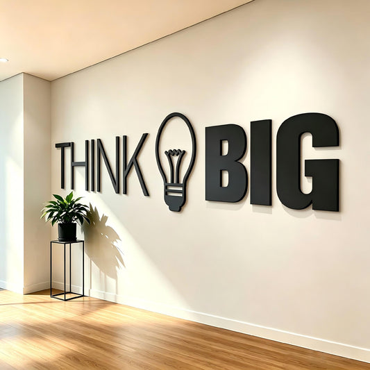 Office Wall Decor Inspirational Think Big 3D Quote Large Motivational 3D Office Wall Art for Home Corporate Workspace Modern Wooden Letters for Work Wall Art, Inspirational Home and Office Decor（81.7 x 15.8 IN）