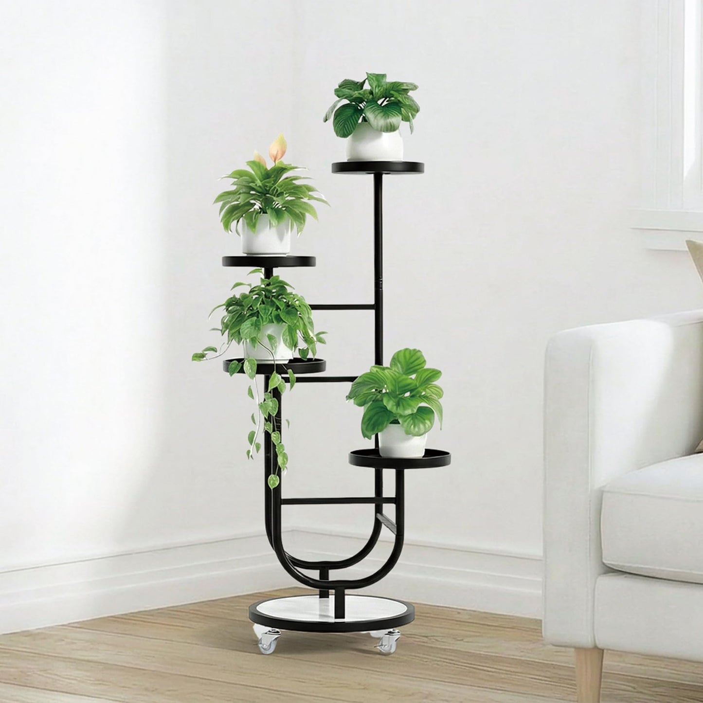 Xizlapu 4 Tiered Tall Plant Stand, Corner Display Rack, Multi-tier Planter Holder for Indoor Living Room Balcony Garden Patio