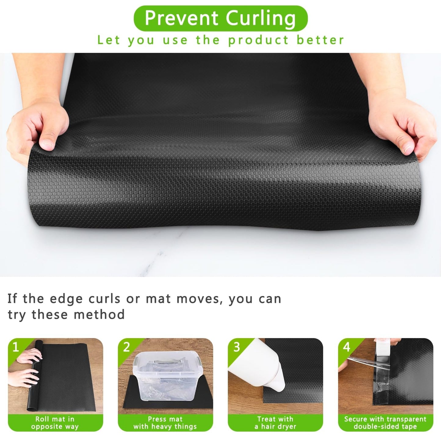 WochiTV Shelf Liner for Cabinets, Drawer 11.8 Inch x 4.9 Feet, Non Adhesive EVA Plastic Waterproof Protectors Mats for Kitchen, Pantry, Bathroom Closet, Cupboard, Black